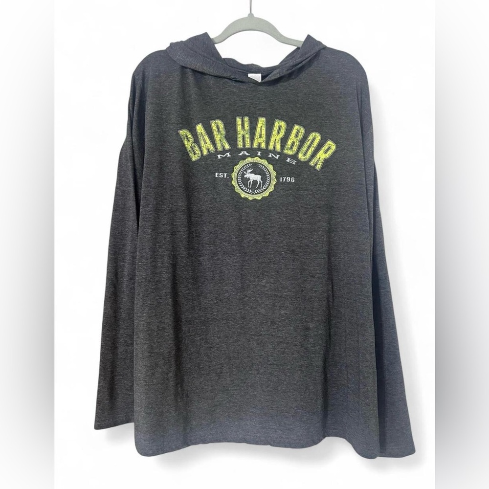 Bar Harbor Maine Hoodie XXL Vintage Style Tourist Pullover Gray